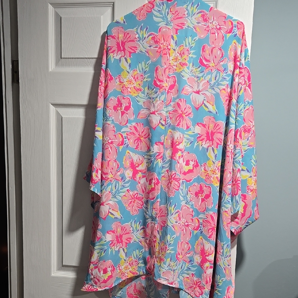 Simply Southern Floral Swim Coverup - Pink and Blue - Picture 2 of 2